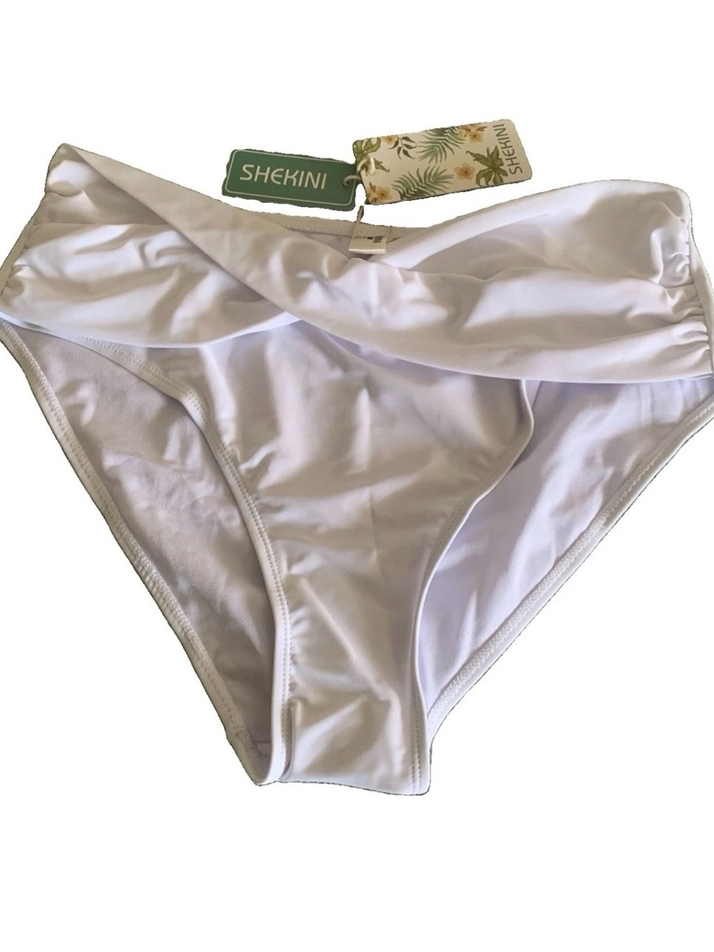 Shekini Women's Twist Front Bikini Bottoms in White